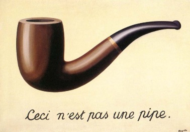 Magritte's painting depicting a pipe with a French-language caption that says this is not a pipe