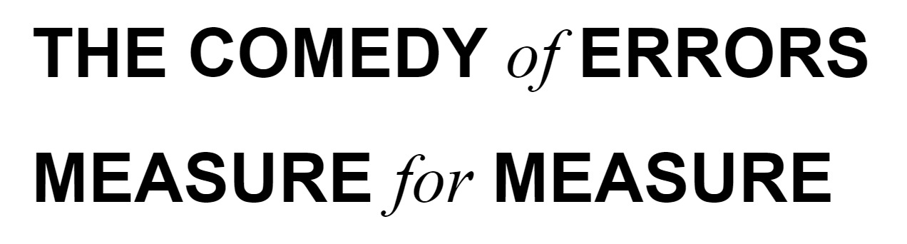 An example of heading text in a blocky sans serif font with only the prepositions rendered in serif italics